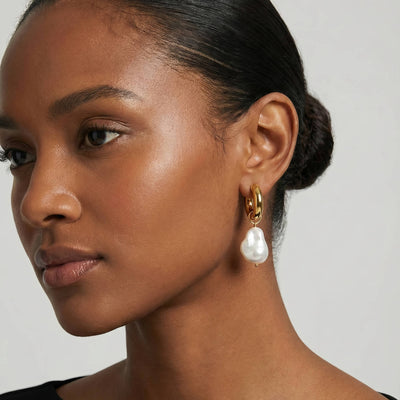 Golden Hoop Pearl Earring